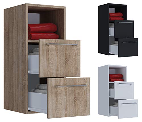 VCM Holz Badmöbel Wandregal Midischrank Badregal Badschrank Badezimmer Schublade Badinos S Schwarz von VCM