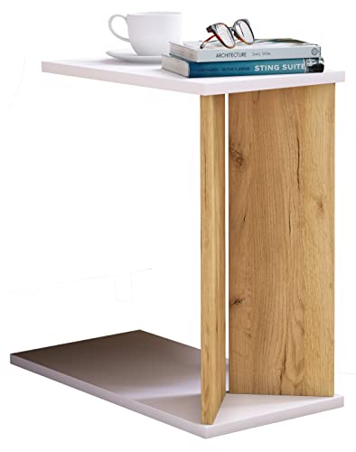 VCM Holz Beistelltisch | Couchtisch schlicht | Maße ca. H. 49 x B. 25 x T. 50 cm | Wohnzimmertisch mit Zwei Fächern | Kaffeetisch - Nachto M von VCM