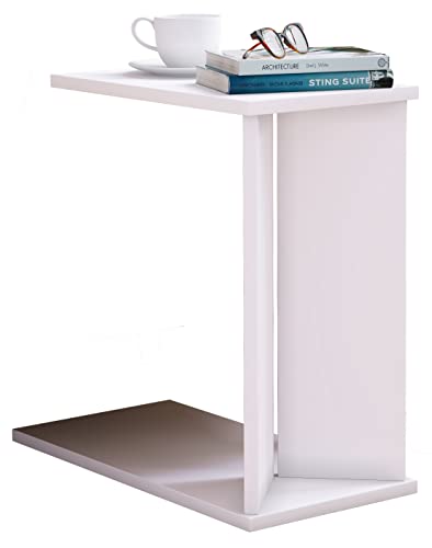 VCM Holz Beistelltisch | Couchtisch schlicht | Maße ca. H. 49 x B. 25 x T. 50 cm | Wohnzimmertisch mit Zwei Fächern | Kaffeetisch - Nachto M von VCM