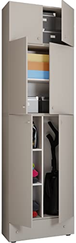 VCM Holz Besenschrank | 6 Fächer | Maße: H. 240 x B. 70 x T. 39 cm | Haushaltsschrank | Mehrzweckschrank | Aufsatz mit 2 Türen | Extra Schublade - Lona VCM Holz Besenschrank | 6 Fächer | Maße: H. 240 x B. 70 x T. 39 cm | Haushaltsschrank | Mehrzweckschrank | Aufsatz mit 2 Türen | Extra Schublade - Lona von VCM
