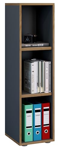 VCM Holzregal stehend | platzsparender Aktenschrank | Maße ca. H. 110 x B. 30 x T. 33 cm | Elegantes Regal | Büroregal – Salia 3fach B. 30 cm von VCM