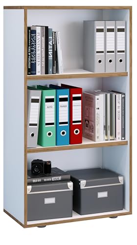 VCM Holzregal stehend | platzsparender Aktenschrank | Maße ca. H. 110 x B. 60 x T. 33 cm | Elegantes Regal | Büroregal – Salia 3fach B. 60 cm von VCM