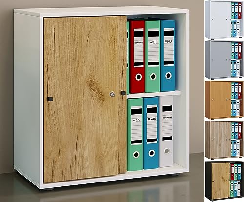 VCM Holz Büroschrank Ordner Aktenschrank Büromöbel Schrank Lona 2-Fach Schiebetüren Buche von VCM