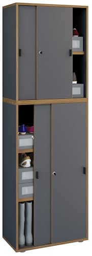 VCM Holz Büroschrank Ordner Aktenschrank Büromöbel Schrank Salia 5-Fach Breite 60 cm Schiebetüren von VCM
