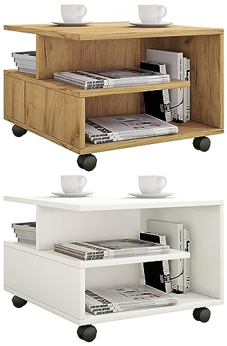 VCM Holz Couchtisch Sofatisch Wohnzimmertisch Rollen rollbar Kaffeetisch Stango S Honig-Eiche von VCM