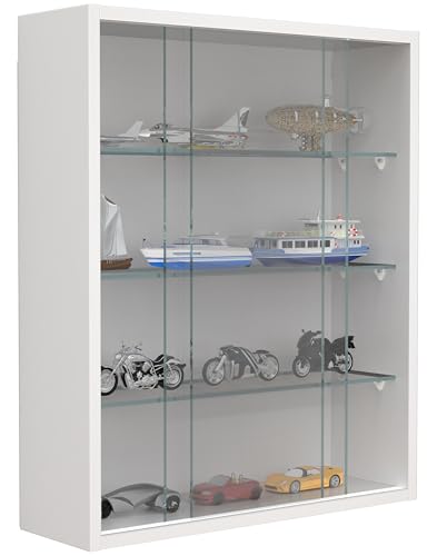 VCM Glasvitrine hängend | Vitrine Glas mit ESG-Sicherheitsglas | Maße ca. H. 60 x B. 50 x T. 15 cm | Hängevitrine Glas | Modern und platzsparend | Glas Vitrinenschrank - Drivalo M von VCM