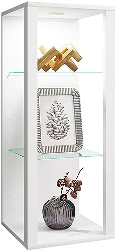 VCM Glasvitrine hängend | Vitrine Glas mit ESG-Sicherheitsglas | Maße ca. H. 90 x B. 35 x T. 35 cm | Hängevitrine Glas | Modern und platzsparend | Glas Vitrinenschrank - Glasol MW von VCM