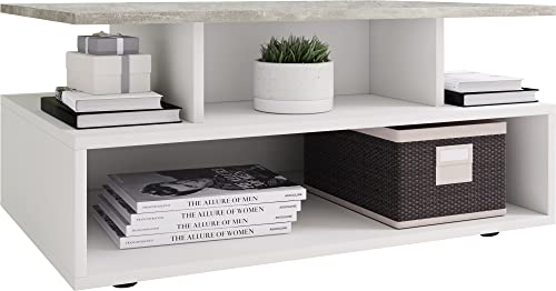 VCM Holz Couchtisch | Sofatisch mit ausreichend Stauraum | Maße ca. H. 40 x B. 80 x T. 50 cm | Wohnzimmertisch - Esila von VCM