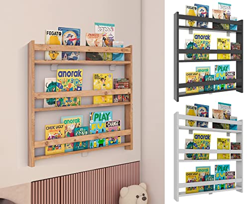 VCM Holz Kinderregal Bücherregal Kinder Wandregal Hängeregal Wandboard Regal Kidos Anthrazit von VCM