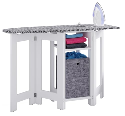 VCM Holz Kommode | Bügelbrett | Bügelschrank | Maße ca. H. 75 x B. 112 x T. 37 cm - Bigalos Weiß von VCM