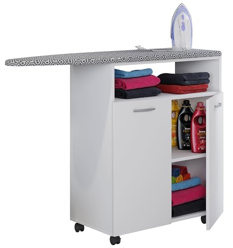 VCM Holz Kommode | Bügelbrett | Sideboard | Bügelschrank | Maße ca. H. 86 x B. 112 x T. 37 cm - Bigilo Weiß von VCM