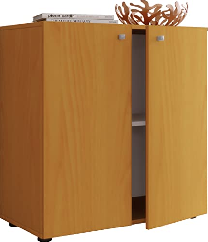 VCM Holz Kommode | Maße Kommode ca. H. 75 x B. 70 x T. 36 cm | Sideboard mit praktischen Fachbodeneinteilung | 2 Drehtüren - Vandol 1 Buche von VCM