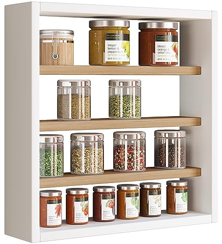 Holz Küchenregal hängend | Maße ca. H. 40 x B. 40 x T. 10 cm | Hängeregal mit Vier Fächern | Wandregal | Gewürzregal | Küchenmöbel - Esaldi S von VCM