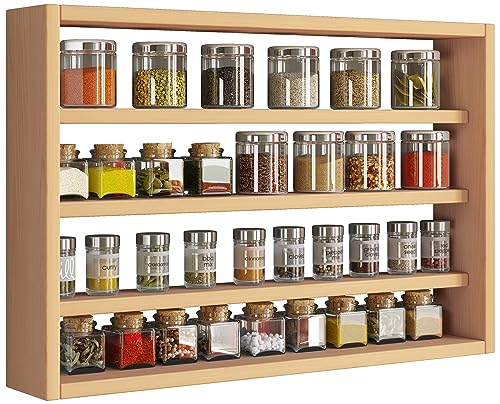 Holz Küchenregal hängend | Maße ca. H. 40 x B. 60 x T. 10 cm | Hängeregal mit Vier Fächern | Wandregal | Gewürzregal | Küchenmöbel - Esaldi M von VCM