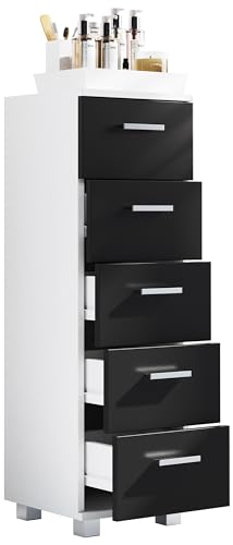 VCM Holz Midischrank | Badschrank | Maße: H. 90 x B. 30 x T. 30 cm | Kommode | 5 Schubladen - Zalo M von VCM