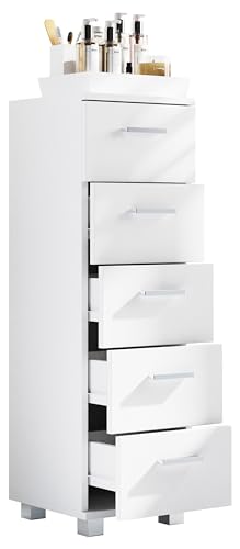 VCM Holz Midischrank | Badschrank | Maße: H. 90 x B. 30 x T. 30 cm | Kommode | 5 Schubladen - Zalo M VCM Holz Midischrank | Badschrank | Maße: H. 90 x B. 30 x T. 30 cm | Kommode | 5 Schubladen - Zalo M von VCM