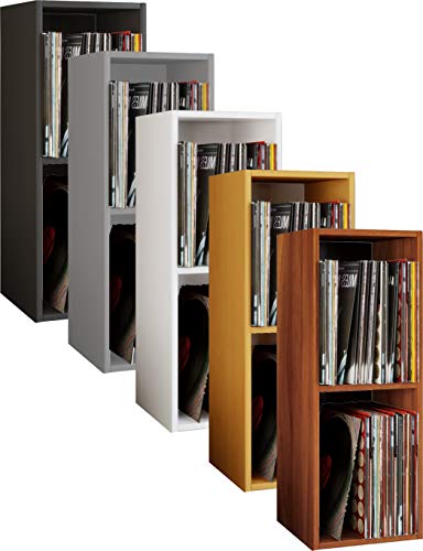 VCM Holz Schallplatten LP Stand Regal Archivierung Ständer Aufbewahrung Platto 2fach Grau von VCM