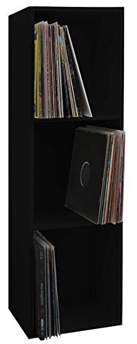 VCM Holz Schallplatten LP Stand Regal Archivierung Ständer Aufbewahrung Platto 3fach Schwarz von VCM