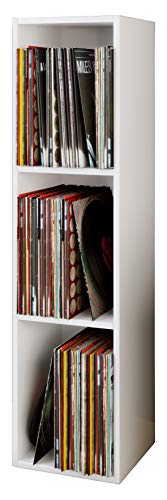 VCM Holz Schallplatten LP Stand Regal Archivierung Ständer Aufbewahrung Platto 3fach Weiß von VCM