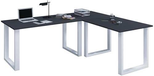 VCM Holz Schreibtisch | Eckschreibtisch schlicht | 190x160 | L Form Links oder rechts | Arbeitstisch Platte 80 cm tief | Computertisch Büromöbel - Lona U VCM Holz Schreibtisch | Eckschreibtisch schlicht | 190x160 | L Form Links oder rechts | Arbeitstisch Platte 80 cm tief | Computertisch Büromöbel - Lona U von VCM