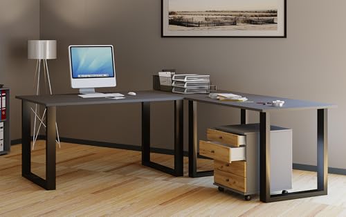 VCM Holz Schreibtisch | Eckschreibtisch schlicht | 220x190 | L Form Links oder rechts | Arbeitstisch Platte 80 cm tief | Computertisch Büromöbel - Lona U VCM Holz Schreibtisch | Eckschreibtisch schlicht | 220x190 | L Form Links oder rechts | Arbeitstisch Platte 80 cm tief | Computertisch Büromöbel - Lona U von VCM