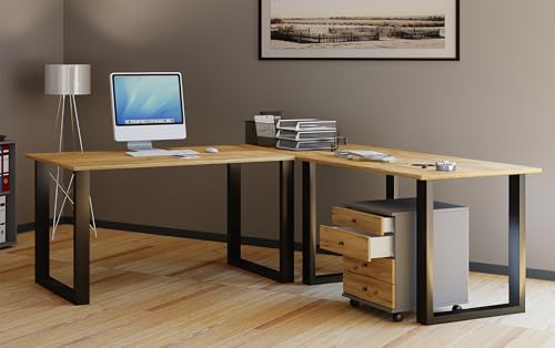 VCM Holz Schreibtisch | Eckschreibtisch schlicht | 220x190 | L Form Links oder rechts | Arbeitstisch Platte 80 cm tief | Computertisch Büromöbel - Lona U VCM Holz Schreibtisch | Eckschreibtisch schlicht | 220x190 | L Form Links oder rechts | Arbeitstisch Platte 80 cm tief | Computertisch Büromöbel - Lona U von VCM