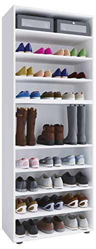 VCM Holz-Schuhregal | Maße: H. 183 x B. 70 x T. 37 cm| Allzweckschrank | 9 Fächer | ohne Türen | – Lona von VCM