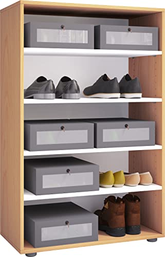 VCM Holz-Schuhschrank | Maße: H. 110 x B. 70 x T. 37 cm | Allzweckschrank | 5 Fächer | ohne Türen– Lona Buche VCM Holz-Schuhschrank | Maße: H. 110 x B. 70 x T. 37 cm | Allzweckschrank | 5 Fächer | ohne Türen– Lona Buche von VCM