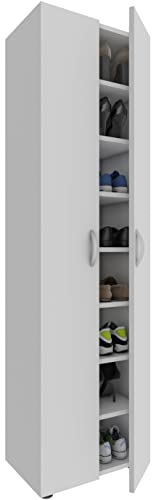 VCM Holz Schuhschrank | Maße: H. 173 x B. 49 x T. 30 cm | Allzweckschrank | 8 Fächer | 2 Drehtüren – Ulas von VCM