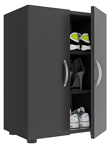 VCM Holz Schuhschrank | Maße: H. 74 x B. 49 x T. 30 cm | Allzweckschrank | 3 Fächer | 2 Drehtüren - Ulas von VCM