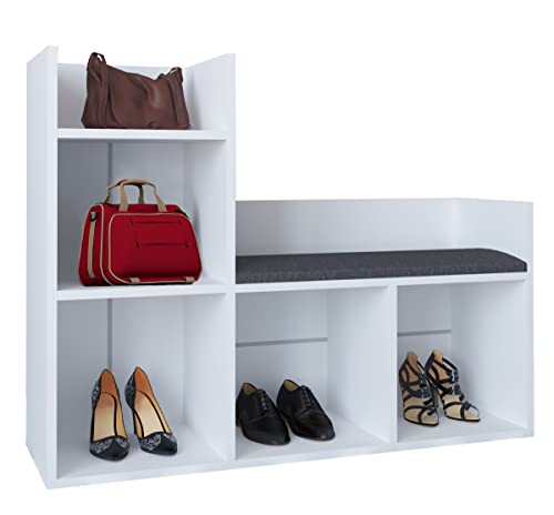 VCM Holz Sitzbank | 5 offene Fächer | Maße: H. 88 x B. 108 x T. 34 cm - Lelus von VCM