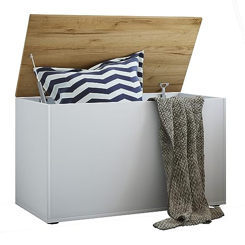 VCM Holztruhe | Maße ca. H. 49 x B. 82 x T. 44 cm |Kiste für flexiblen Einsatz in Allen Wohnräumen | Aufbewahrungsbox | Kiste - Bendola von VCM