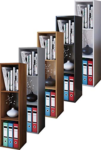 VCM Holz Stand Aufbewahrung Standregal Bücherregal Deko Regal Mendas 3 Fächer Schwarz von VCM