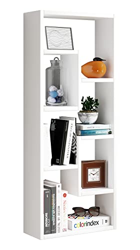 VCM Holz Aufbewahrung | Bücherregal | Maße H. 92 x B. 36 x T. 15 cm | Medienregal | schicker Blickfang Raumteiler | Standregal - Vilo Weiß von VCM