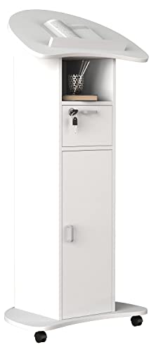 VCM Holz mobiles Rednerpult | Maße ca. H. 110 bis 120 cm x B. 56 cm x T. 37 cm | rollbar mit Schublade | Stehpult | Stehtisch mit Tür - Redola VCM Holz mobiles Rednerpult | Maße ca. H. 110 bis 120 cm x B. 56 cm x T. 37 cm | rollbar mit Schublade | Stehpult | Stehtisch mit Tür - Redola von VCM