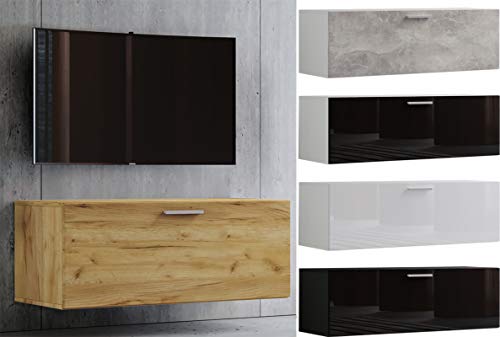 VCM Holz TV Wandboard Hänge Lowboard Fernsehschrank hängend Wandschrank Tisch Fernso 115, Weiß/Beton-Optik von VCM