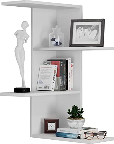 VCM Wandregal Balos Weiß | Hängendes Regal | 4 Regalböden | Modern | Maße: H. 77 x B. 45 x T. 45 cm von VCM