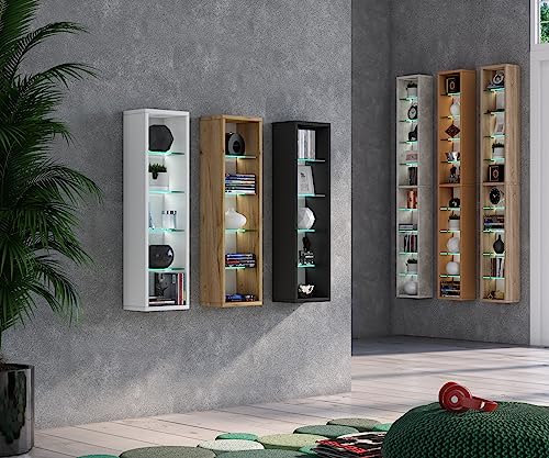 VCM Holz Wandregal Hängeregal Regal Bücherregal Wandboard Deko Glas Rasato L Beton-Optik von VCM