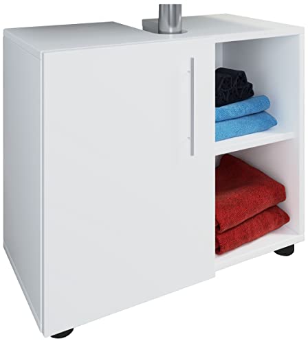 VCM Holz Waschbeckenunterschrank | Badschrank | Maße: H. 51 x B. 60 x T. 30 cm | 1 Drehtür | 2 offene Regalfächer | modernes Badezimmermöbel - Flandu LLL VCM Holz Waschbeckenunterschrank | Badschrank | Maße: H. 51 x B. 60 x T. 30 cm | 1 Drehtür | 2 offene Regalfächer | modernes Badezimmermöbel - Flandu LLL von VCM