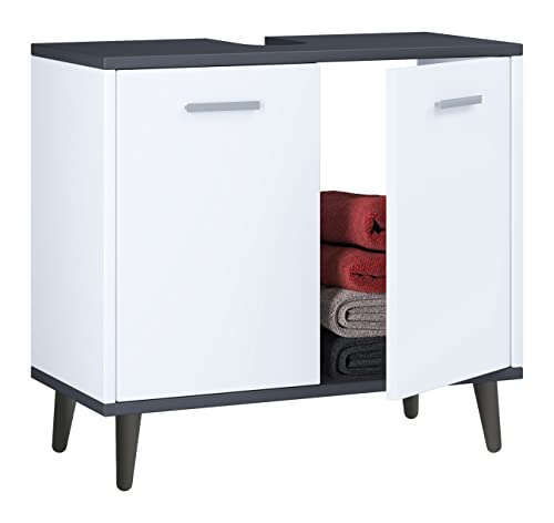 VCM Holz Waschbeckenunterschrank | Badschrank | Maße: H. 56 x B. 60 x T. 28 cm | 2 große Drehtüren - Landos VCM Holz Waschbeckenunterschrank | Badschrank | Maße: H. 56 x B. 60 x T. 28 cm | 2 große Drehtüren - Landos von VCM