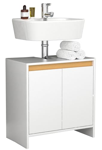 VCM Holz Waschbeckenunterschrank | Badschrank | Maße: H. 60 x B. 58 x T. 33 cm | 2 große Drehtüren ohne Griffe - Malira VCM Holz Waschbeckenunterschrank | Badschrank | Maße: H. 60 x B. 58 x T. 33 cm | 2 große Drehtüren ohne Griffe - Malira von VCM