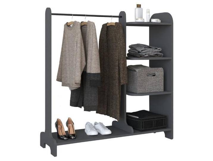 VCM Kleiderschrank Offener begehbarer Kleiderschrank Regal Lempu M, schwarz, Anthrazit von VCM