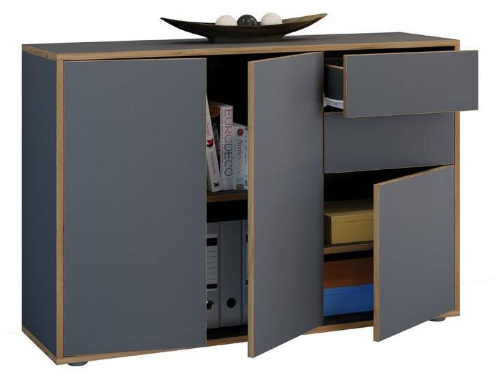 VCM Kommode Holz Kommode Sideboard Salia Breite 110 Schublade, schwarz, Anthrazit von VCM