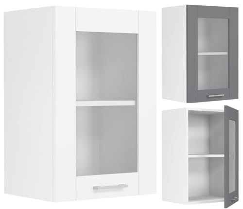 VCM Küchenschrank Breite 40 cm Glastür Hängeschrank Küche Wandschrank Küchenmöbel Landhaus Colura Weiß von VCM