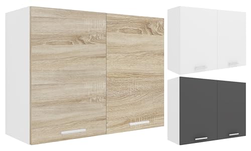 VCM Küchenschrank Breite 80 cm Holztür Hängeschrank Küche Küchenmöbel Esilo Weiß/Sonoma-Eiche von VCM