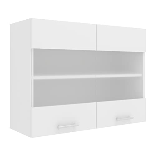 VCM Küchenschrank hängend | Maße ca. H. 60 x B. 80 x T. 31 cm | Hängeschrank mit Zwei Fächern | Küchenschrank mit Glas | Küchenmöbel – Esilo von VCM