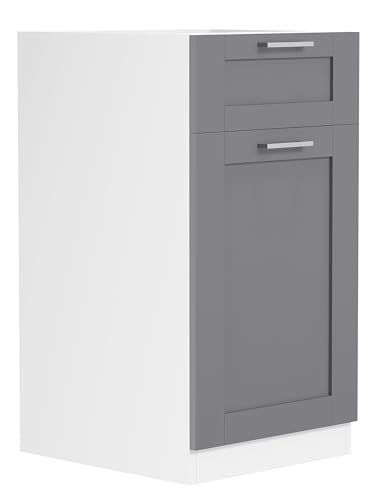 VCM Küchenschrank | Maße ca. H. 82 x B. 40 x T. 46 cm | Unterschrank mit einer Drehtüre und einer Schublade im Landhaus Stil | Küchenmöbel - Colura Weiß/Anthrazit von VCM