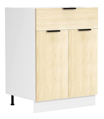 VCM Küchenschrank | Maße ca. H. 82 x B. 60 x. T. 46 cm | Unterschrank mit Zwei Drehtüren und Einer Schublade | Küchenmöbel - Fasola von VCM