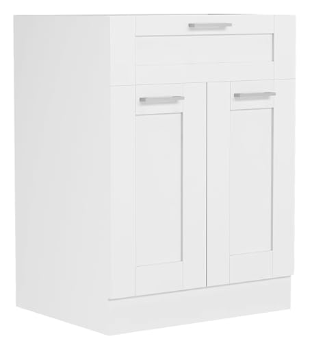VCM Küchenschrank | Maße ca. H. 82 x B. 60 x. T. 46 cm | Unterschrank mit Zwei Drehtüren und Einer Schublade im Landhaus Stil | Küchenmöbel - Colura von VCM