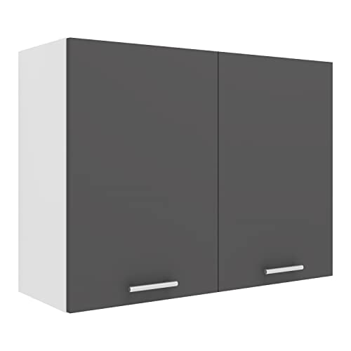 VCM Küchenschrank Breite 80 cm Holztür Hängeschrank Küche Küchenmöbel Esilo Weiß/Anthrazit von VCM